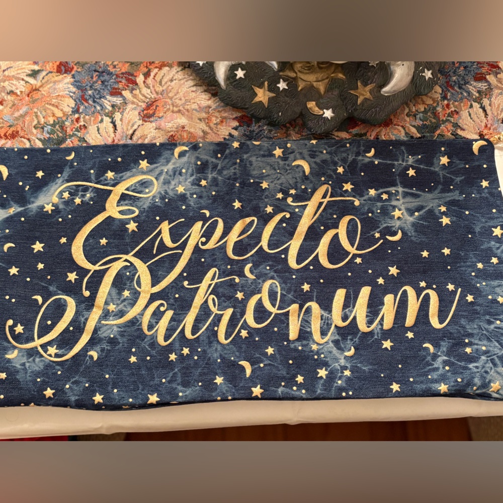 Pottery Barn Teen Expecto Patronum Pillowcase - Navy and Gold
